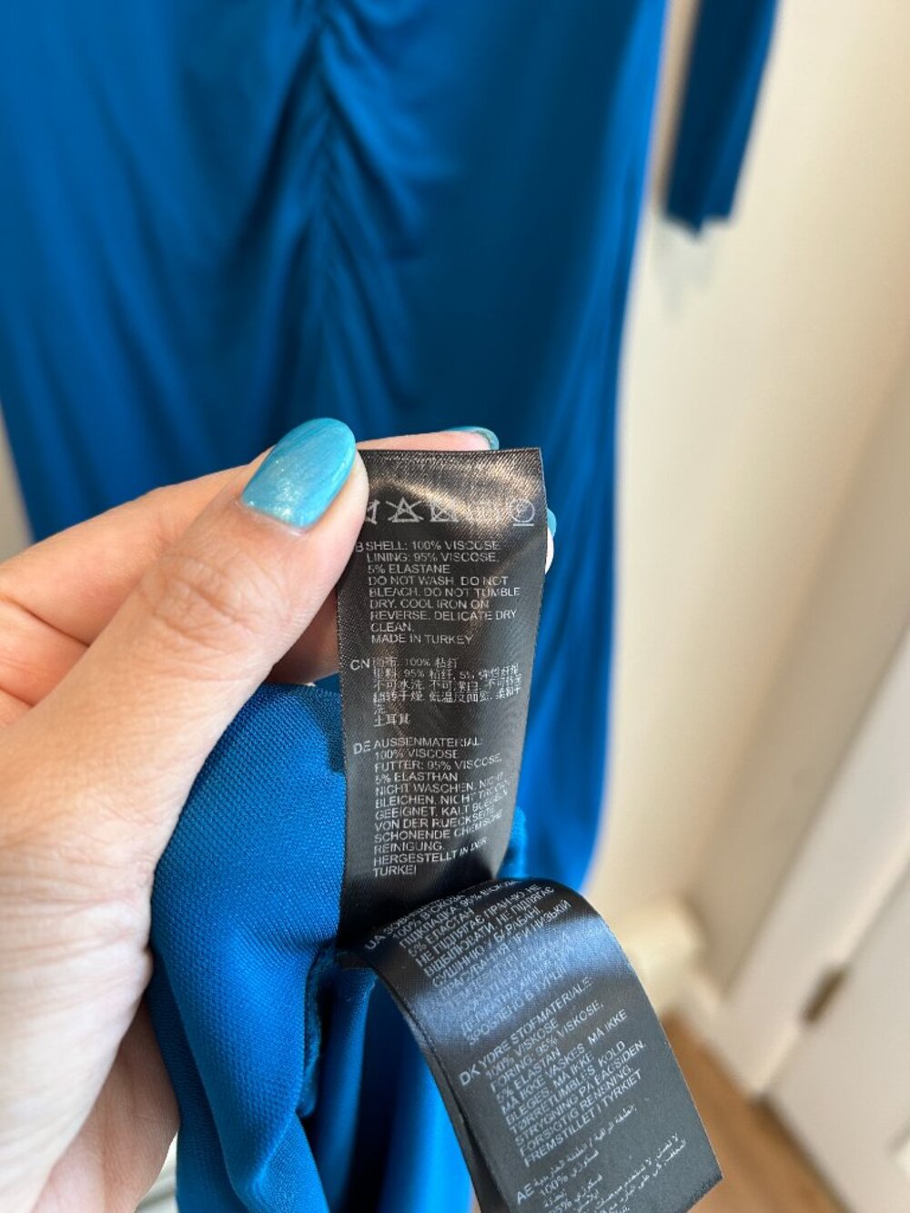 Reiss Teal Blue Long Sleeve Maxi Dress - Picture 3 of 11